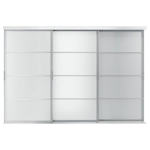 SKYTTA / SVARTISDAL - Sliding door combination, aluminium/white paper, 301x205 cm