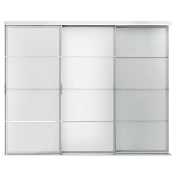 Ikea SKYTTA / SVARTISDAL - Sliding door combination, aluminium/white paper, 301x240 cm