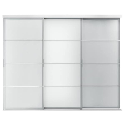 SKYTTA / SVARTISDAL - Sliding door combination, aluminium/white paper, 301x240 cm