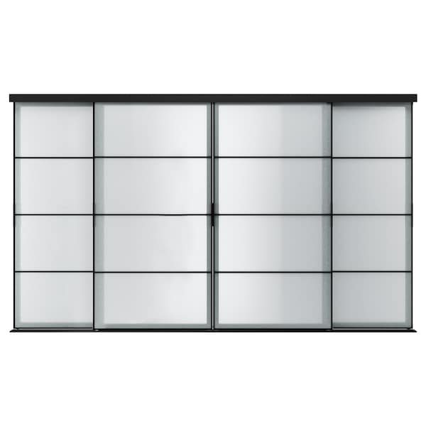 SKYTTA / SVARTISDAL - Sliding door combination, black/white paper, 351x205 cm - best price from Maltashopper.com 29422740