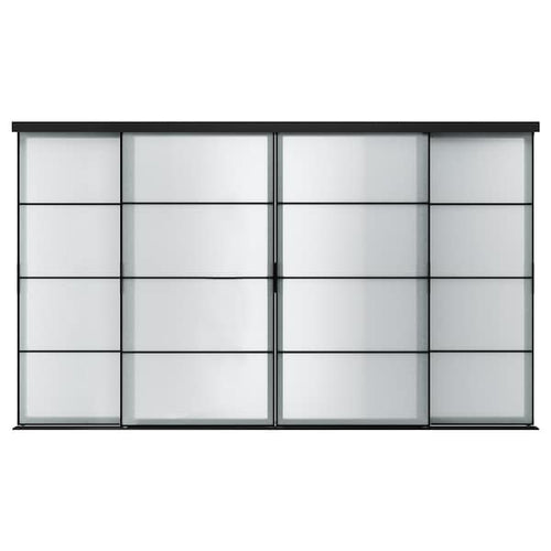 SKYTTA / SVARTISDAL - Sliding door combination, black/white paper, 351x205 cm