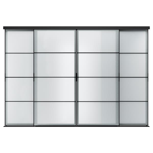 SKYTTA / SVARTISDAL - Sliding door combination, black/white paper, 351x240 cm - best price from Maltashopper.com 69424049