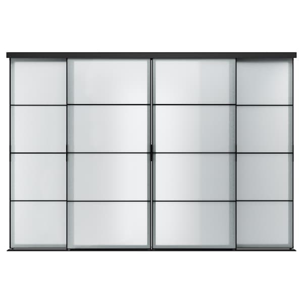 Ikea SKYTTA / SVARTISDAL - Sliding door combination, black/white paper, 351x240 cm