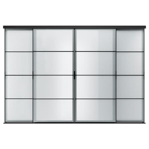 Ikea SKYTTA / SVARTISDAL - Sliding door combination, black/white paper, 351x240 cm