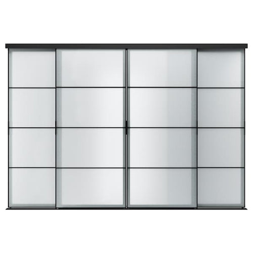 SKYTTA / SVARTISDAL - Sliding door combination, black/white paper, 351x240 cm