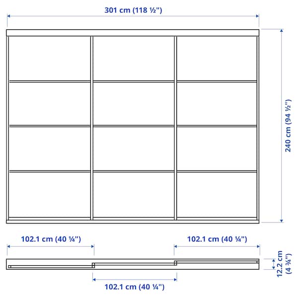 SKYTTA / TJÖRHOM - Sliding door combination, white/white, 301x240 cm - best price from Maltashopper.com 29424051