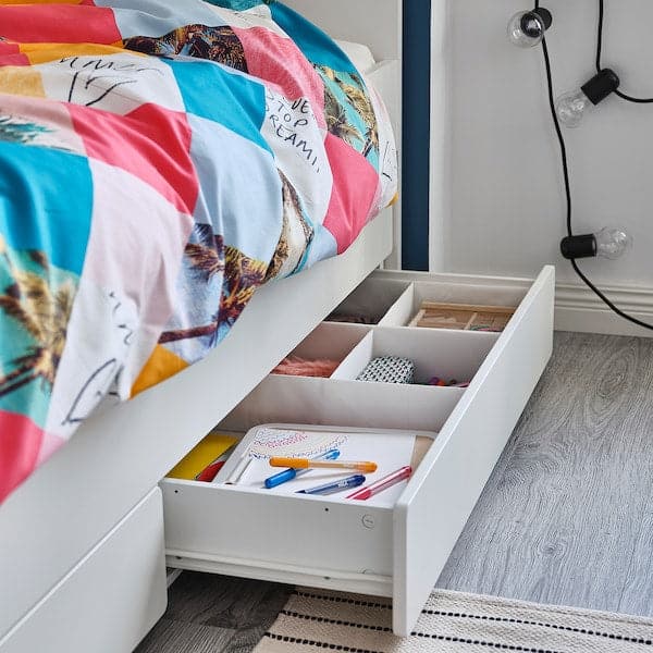 SLÄKT - Underbed with storage, white , 90x200 cm - Premium Beds & Bed Frames from Ikea - Just €233.99! Shop now at Maltashopper.com