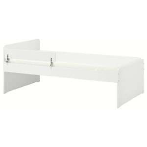 Ikea SLÄKT / NATTAPA - Bed frame w guard rail+slat bd base, white, 90x200 cm