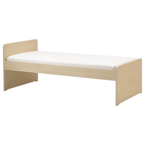 SLÄKT - Bed frame with slatted bed base, birch, 90x200 cm