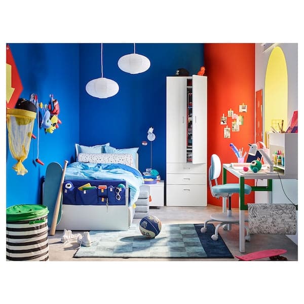 SLÄKT - Bed frame with slatted bed base, white, 90x200 cm - best price from Maltashopper.com 79227755