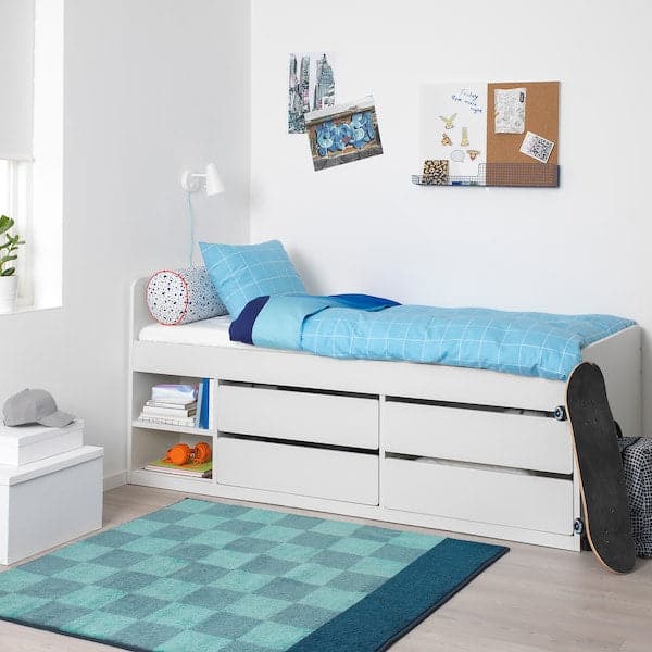 Ikea SLÄKT - Bed frame w storage+slatted bedbase, white, 90x200 cm