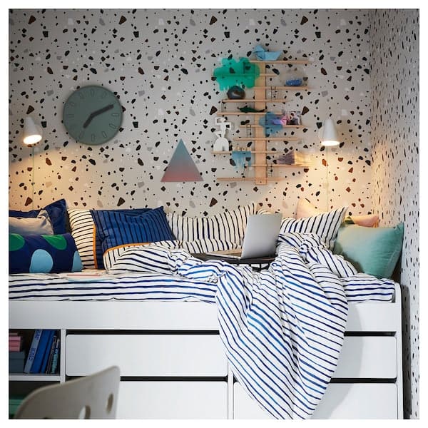 Ikea SLÄKT - Bed frame w storage+slatted bedbase, white, 90x200 cm