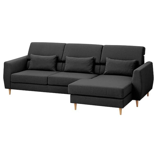 Ikea SLATORP 3-seater sofa, with chaise-longue, right dark grey ,
