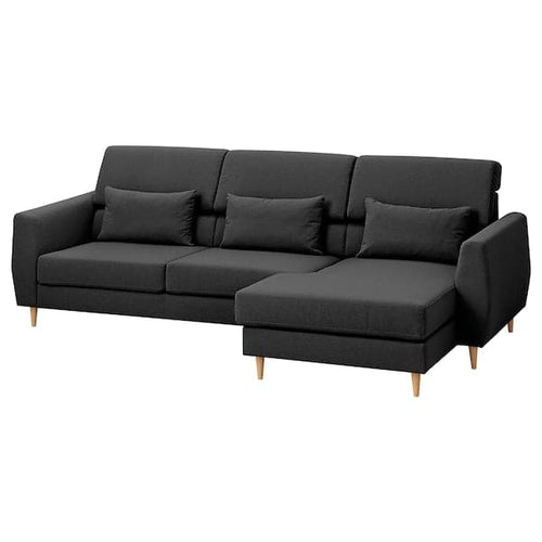 SLATORP 3-seater sofa, with chaise-longue, right dark grey ,