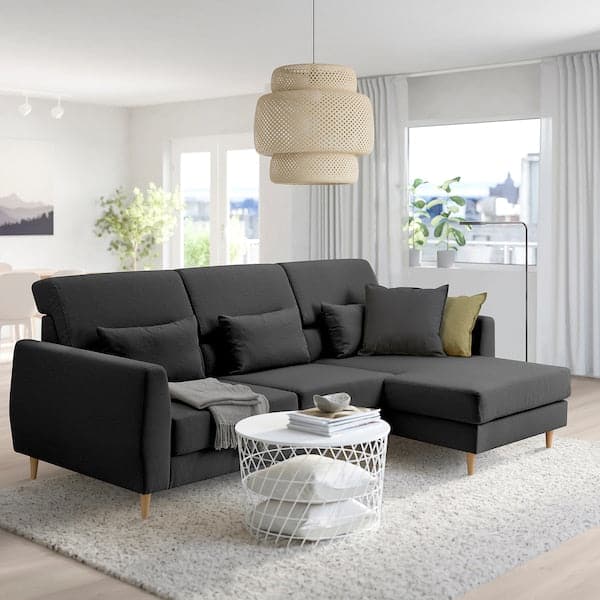 Ikea SLATORP 3-seater sofa, with chaise-longue, right dark grey ,