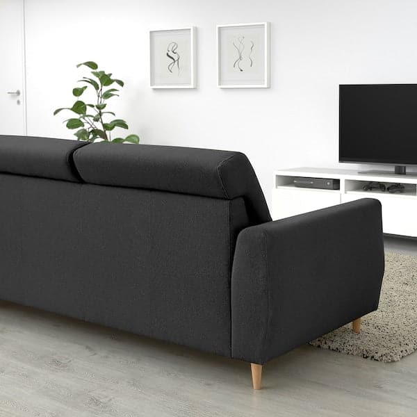 SLATORP 3-seater sofa, with chaise-longue, right dark grey , - best price from Maltashopper.com 10519488