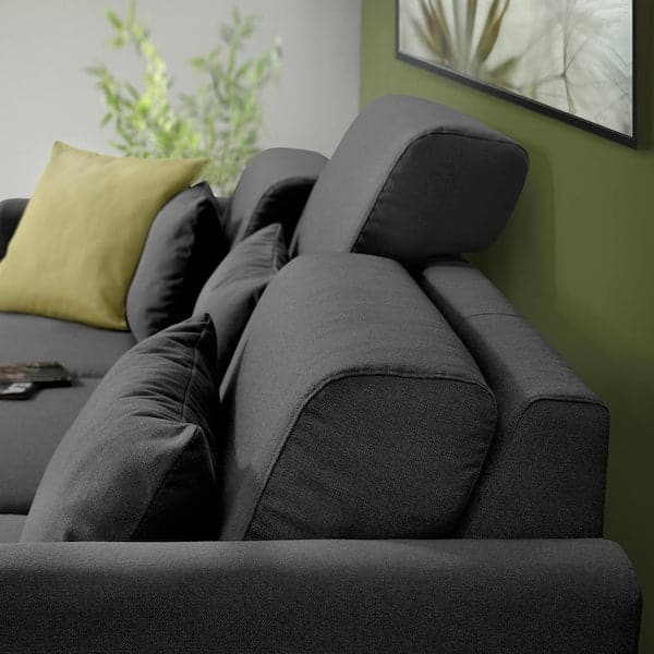 Ikea SLATORP 3-seater sofa, with chaise-longue, right dark grey ,