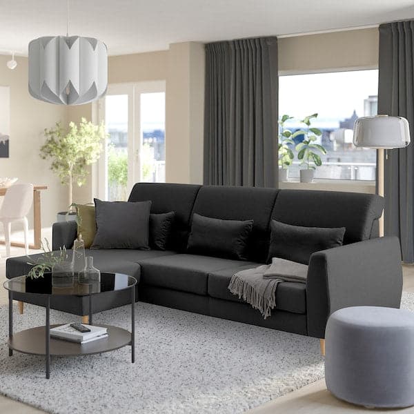 Ikea SLATORP 3-seater sofa, with chaise-longue, left dark grey ,