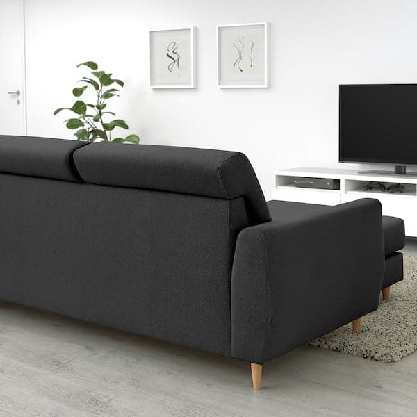 Ikea SLATORP 3-seater sofa, with chaise-longue, left dark grey ,