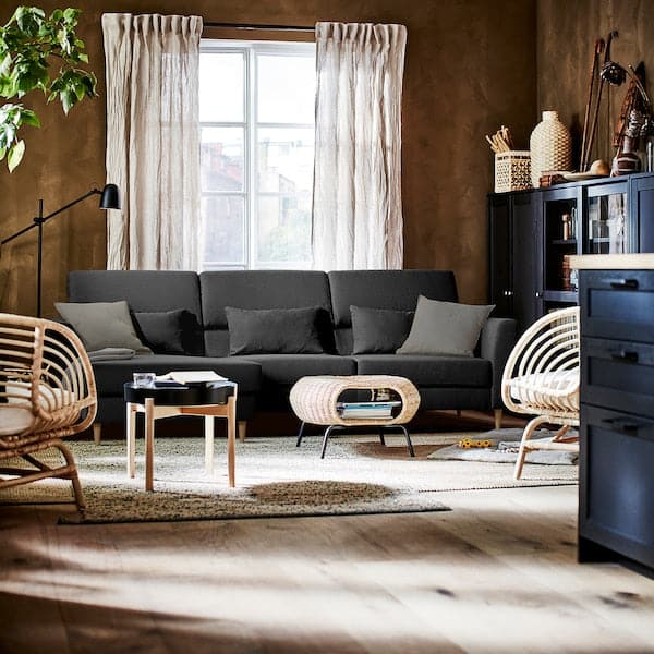 Ikea SLATORP 3-seater sofa, with chaise-longue, left dark grey ,
