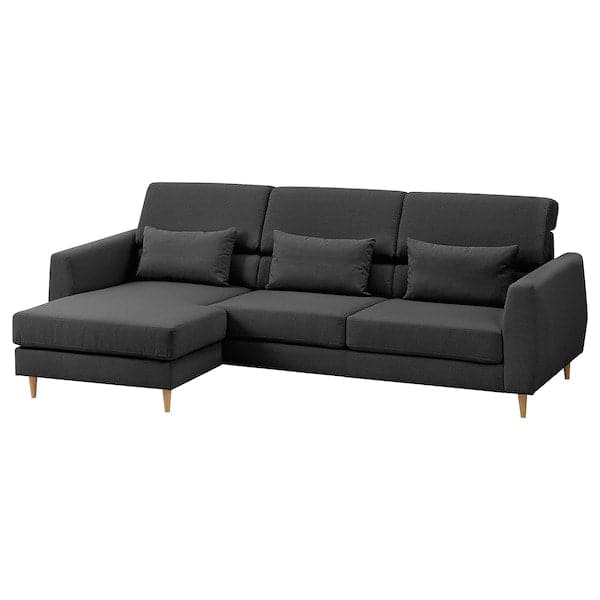 Ikea SLATORP 3-seater sofa, with chaise-longue, left dark grey ,