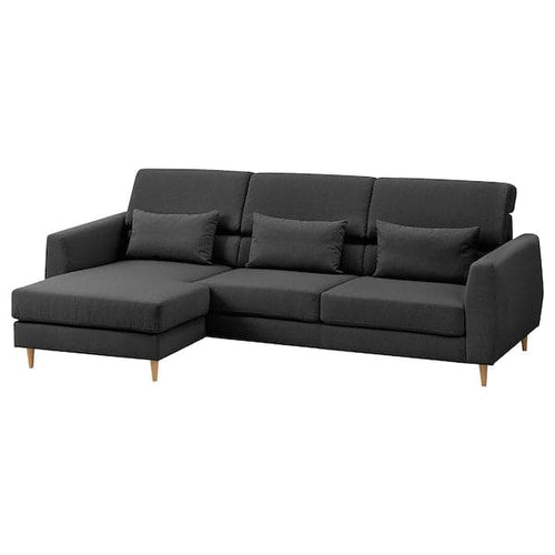SLATORP 3-seater sofa, with chaise-longue, left dark grey ,