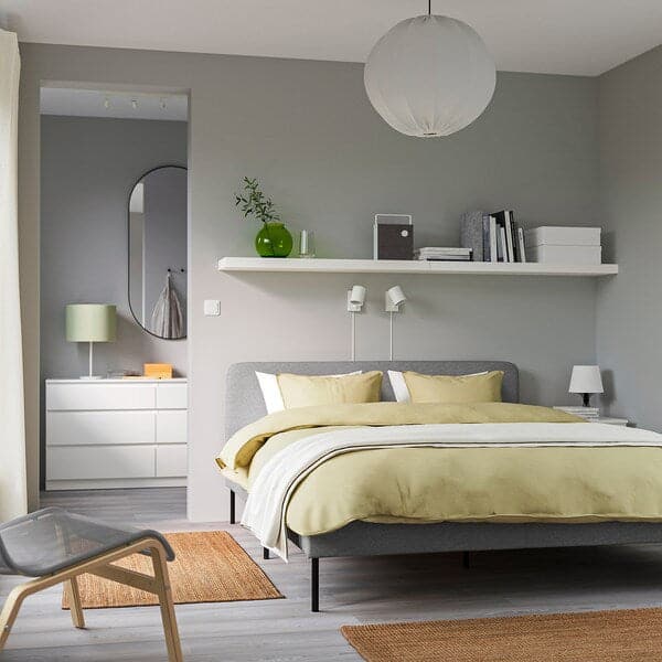 SLATTUM / KULLEN - Bedroom furniture, set of 4, Knisa light grey/white , 140x200 cm - best price from Maltashopper.com 89490316