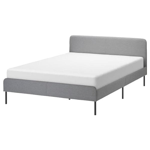 SLATTUM Padded bed structure - Light grey Knisa 140x200 cm , 140x200 cm