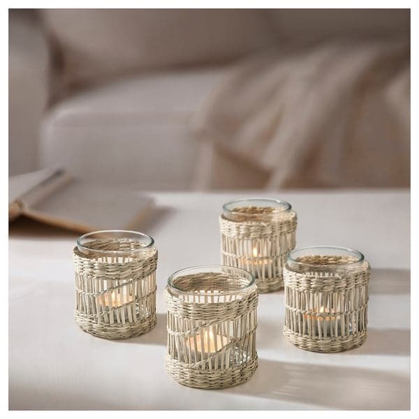 Ikea SLIPPRIG - Tealight holder, handmade sedge