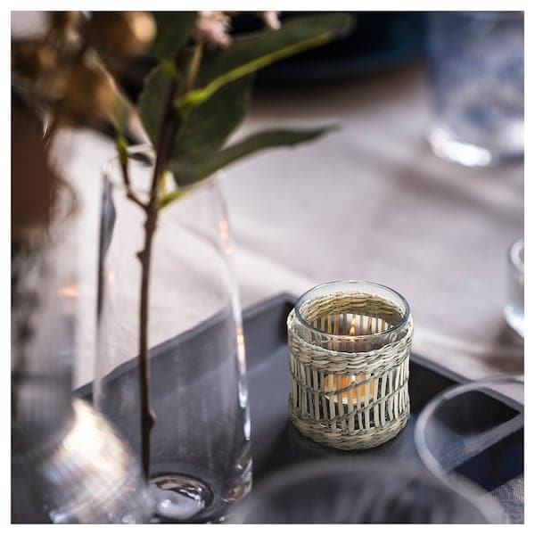 Ikea SLIPPRIG - Tealight holder, handmade sedge