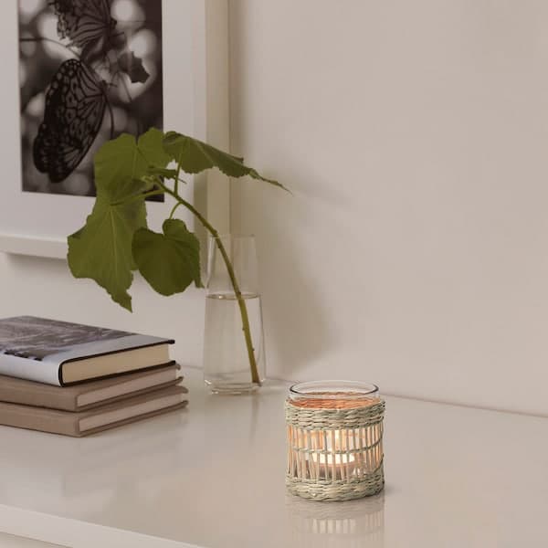 Ikea SLIPPRIG - Tealight holder, handmade sedge