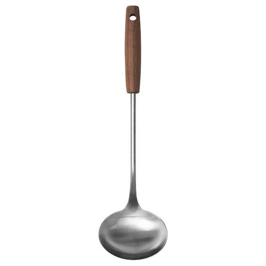 Ikea SLITSTARK - Ladle, stainless steel/walnut ,