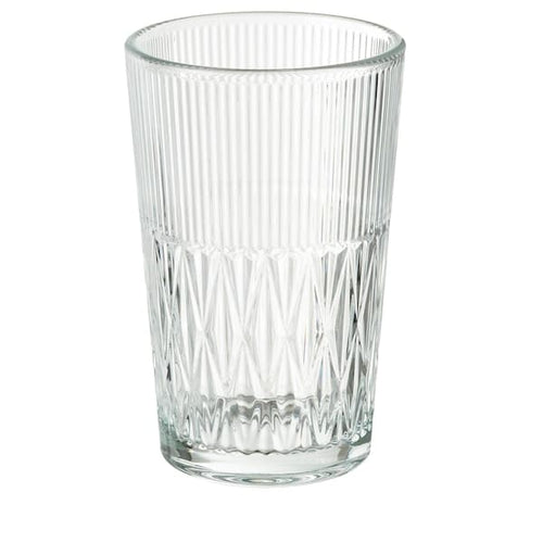 SMÄLLSPIREA - Vase, clear glass/patterned, 17 cm