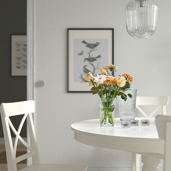 Ikea SMÄLLSPIREA - Vase, clear glass/patterned, 17 cm