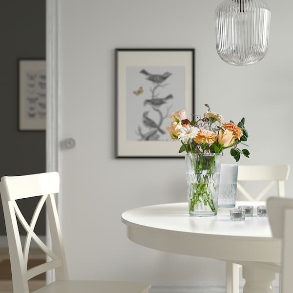Ikea SMÄLLSPIREA - Vase, clear glass/patterned, 22 cm
