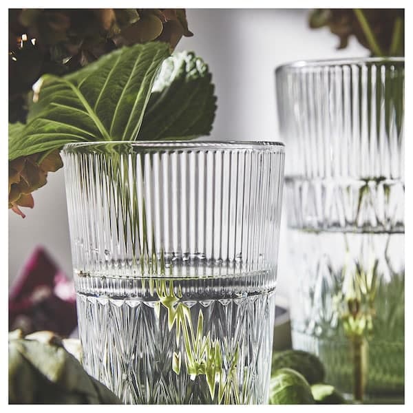 Ikea SMÄLLSPIREA - Vase, clear glass/patterned, 22 cm