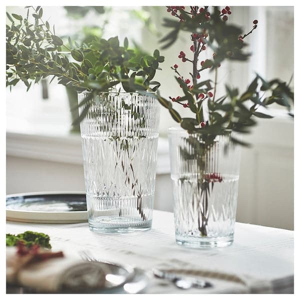 SMÄLLSPIREA - Vase, clear glass/patterned, 22 cm - best price from Maltashopper.com 20542172