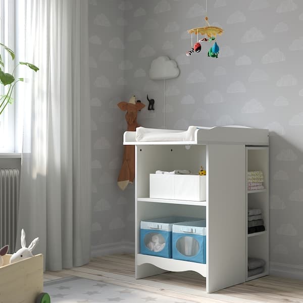 SMÅGÖRA - Changing tbl/bookshelf w 2 shlf ut, white - best price from Maltashopper.com 09323623