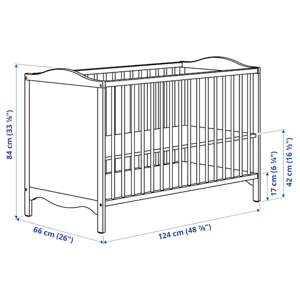 Ikea SMÅGÖRA Cot - white 60x120 cm