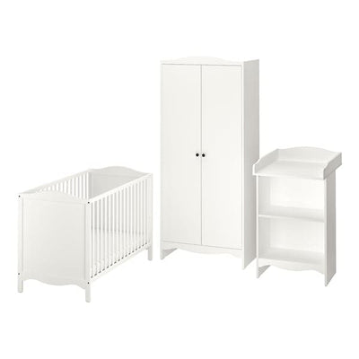 SMÅGÖRA - Nursery furniture set, 3 pcs, white, , 60x120 cm - best price from Maltashopper.com 19506033