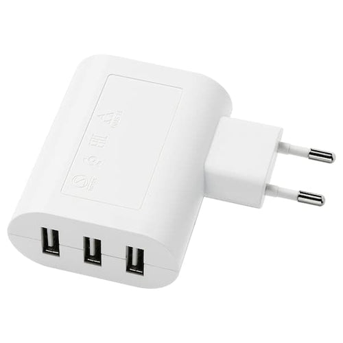 SMÅHAGEL - USB charger with 3 ports, white ,