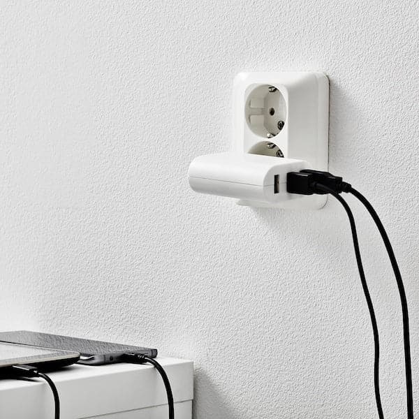 Ikea SMÅHAGEL - USB charger with 3 ports, white ,