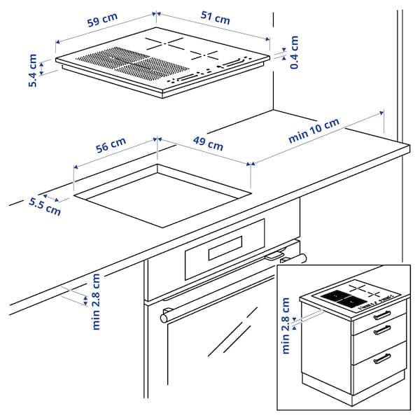 SMAKLIG - Induction hob, IKEA 500 black, 59 cm - best price from Maltashopper.com 50467883