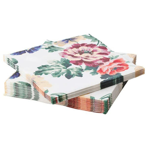 SMAKSINNE - Paper napkin, multicolour/flower, 33x33 cm