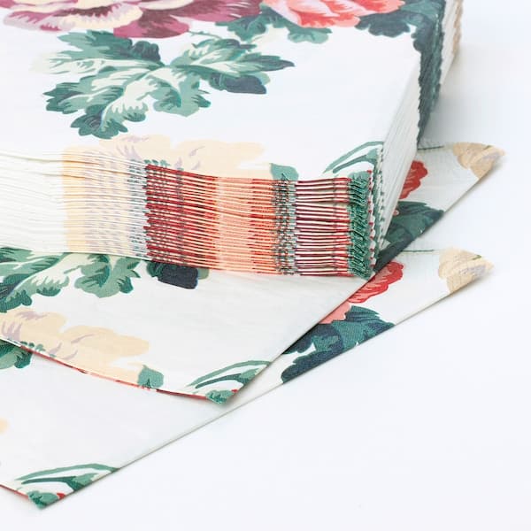 Ikea SMAKSINNE - Paper napkin, multicolour/flower, 33x33 cm