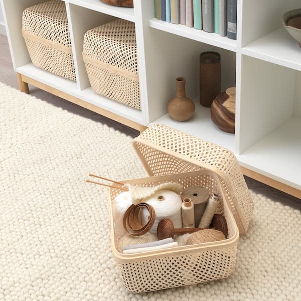 SMARRA - Box with lid, natural, 30x30x23 cm - best price from Maltashopper.com 90348063