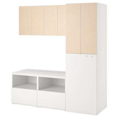 SMÅSTAD - Storage combination, white birch/with pull-out, 180x57x196 cm - best price from Maltashopper.com 09432009