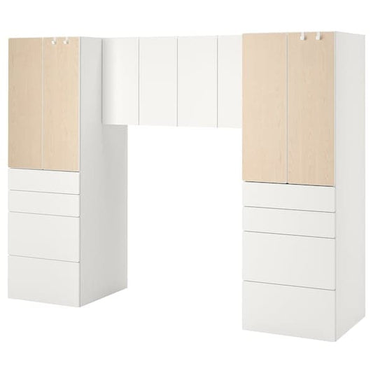 Ikea SMÅSTAD - Storage combination, white/birch, 240x57x181 cm