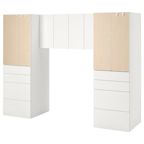 SMÅSTAD - Storage combination, white/birch, 240x57x181 cm