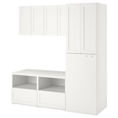 SMÅSTAD - Storage combination, white with frame/with pull-out, 180x57x196 cm - best price from Maltashopper.com 99431996